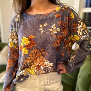 Blue Floral Sweater